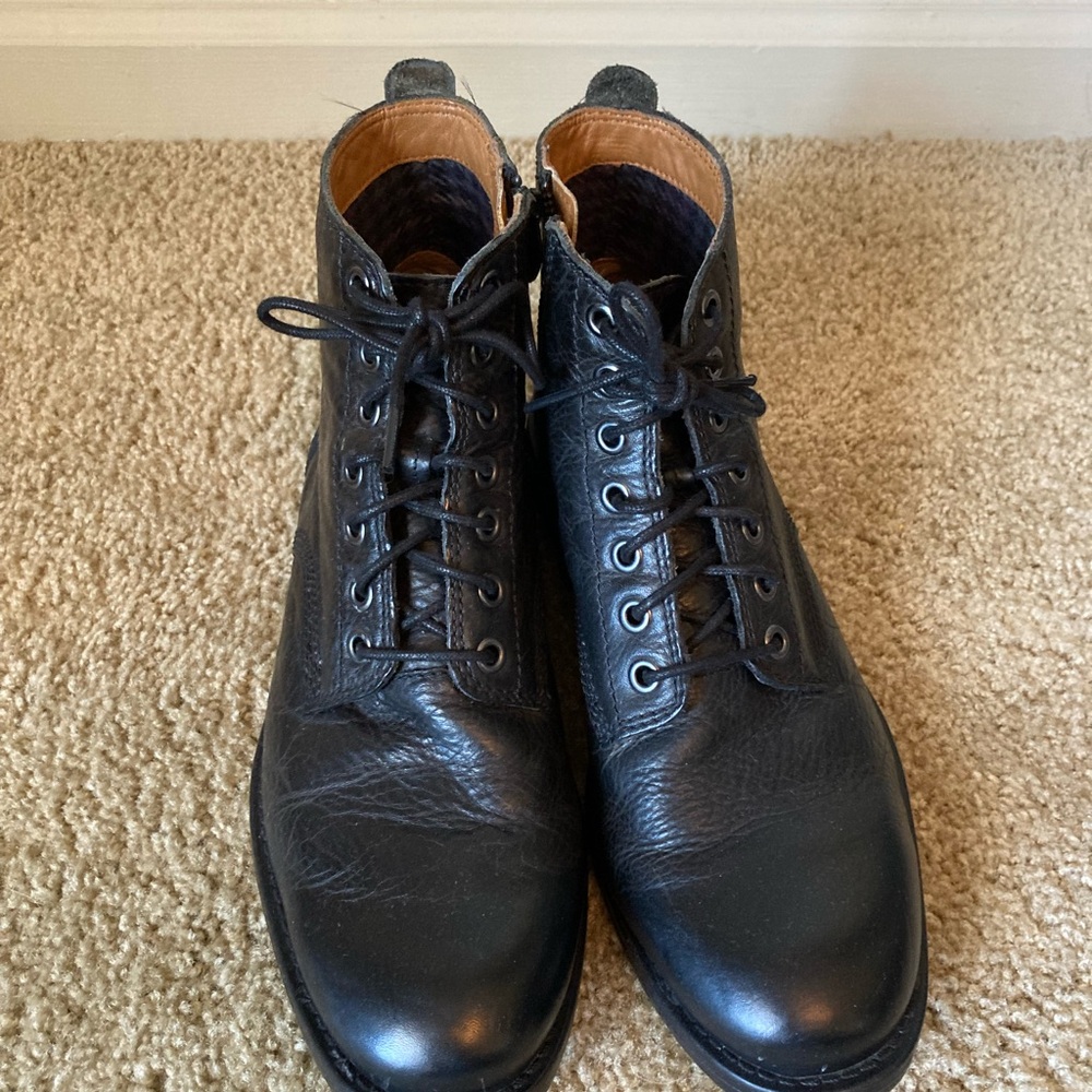 Clarks Black Leather Lace-Up Boots